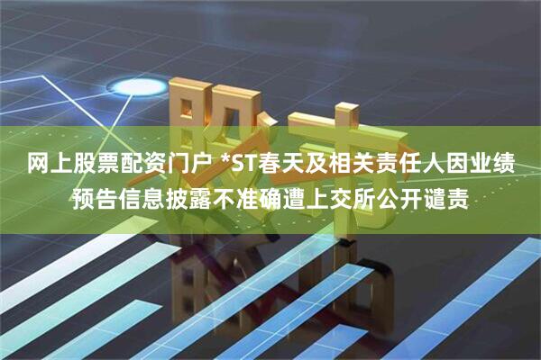 网上股票配资门户 *ST春天及相关责任人因业绩预告信息披露不准确遭上交所公开谴责